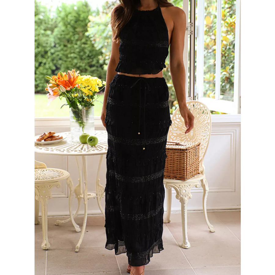 Sleeveless Top and Maxi Skirt Set Apparel Accessories