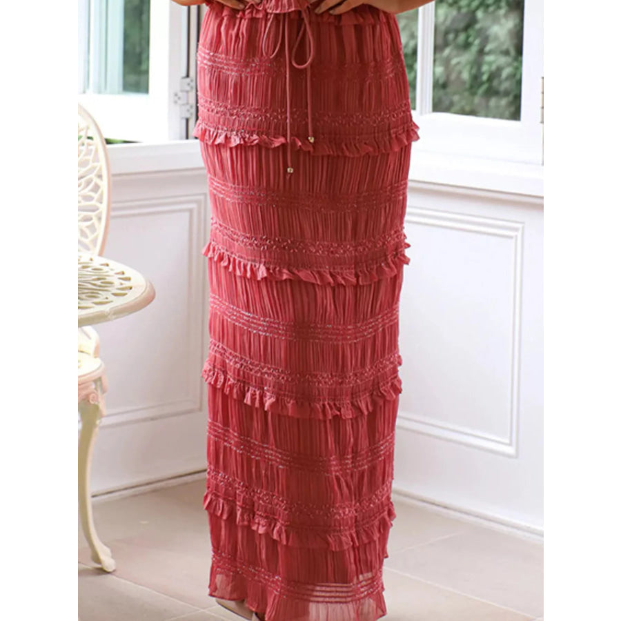 Sleeveless Top and Maxi Skirt Set Brick Red / S Apparel Accessories