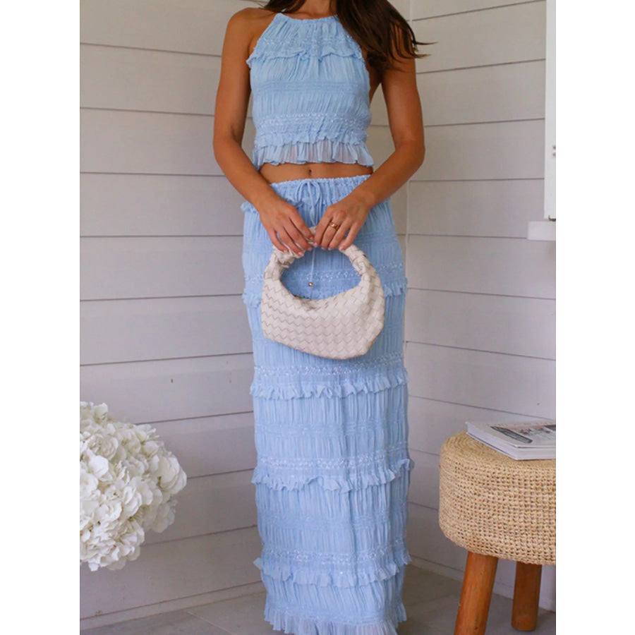 Sleeveless Top and Maxi Skirt Set Light Blue / S Apparel Accessories