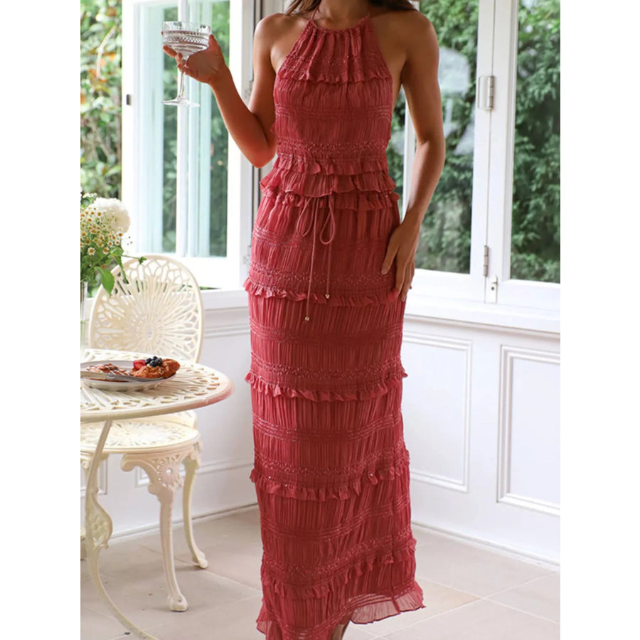 Sleeveless Top and Maxi Skirt Set Rust / S Apparel Accessories