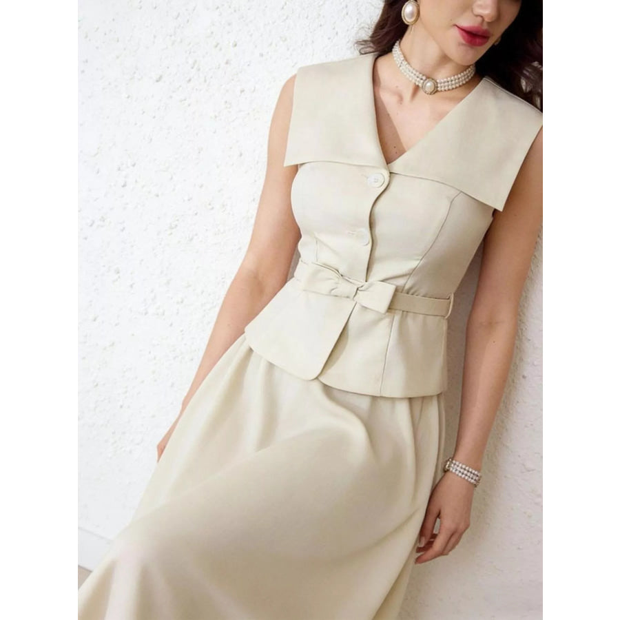 Sleeveless Top and Midi Skirt Set Beige / XS Apparel and Accessories