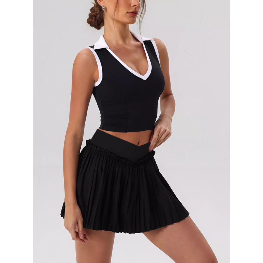 Sleeveless Top and Pleated Skirt Active Set Apparel and Accessories