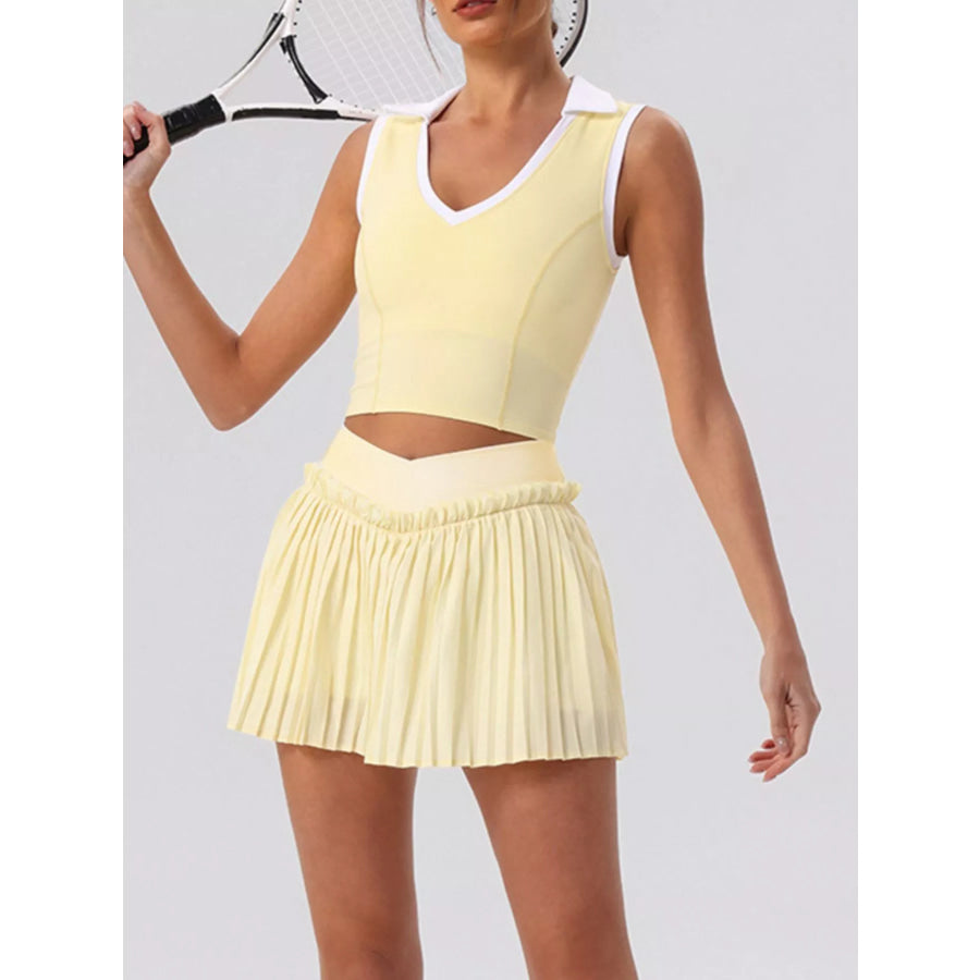 Sleeveless Top and Pleated Skirt Active Set Apparel and Accessories