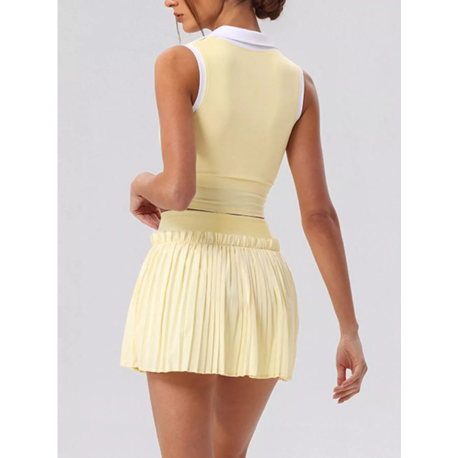 Sleeveless Top and Pleated Skirt Active Set Apparel and Accessories