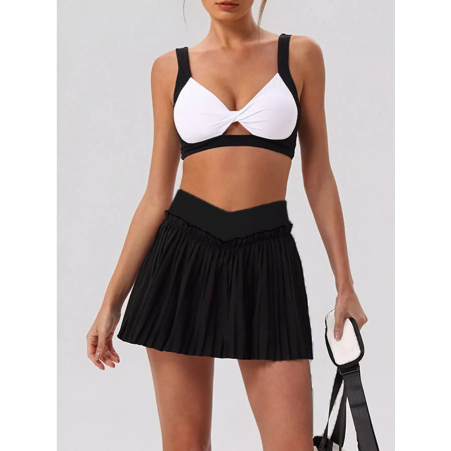 Sleeveless Top and Pleated Skirt Active Set Apparel and Accessories