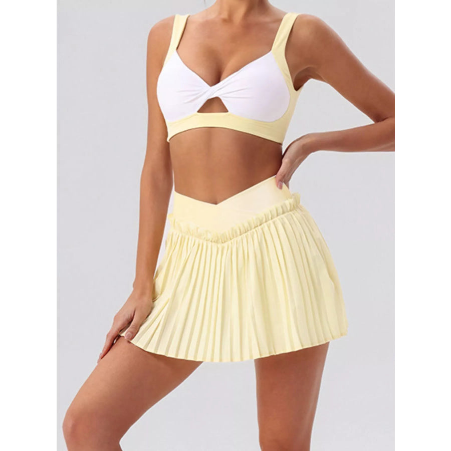 Sleeveless Top and Pleated Skirt Active Set Apparel and Accessories