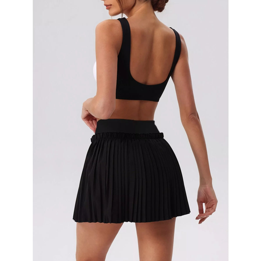 Sleeveless Top and Pleated Skirt Active Set Apparel and Accessories