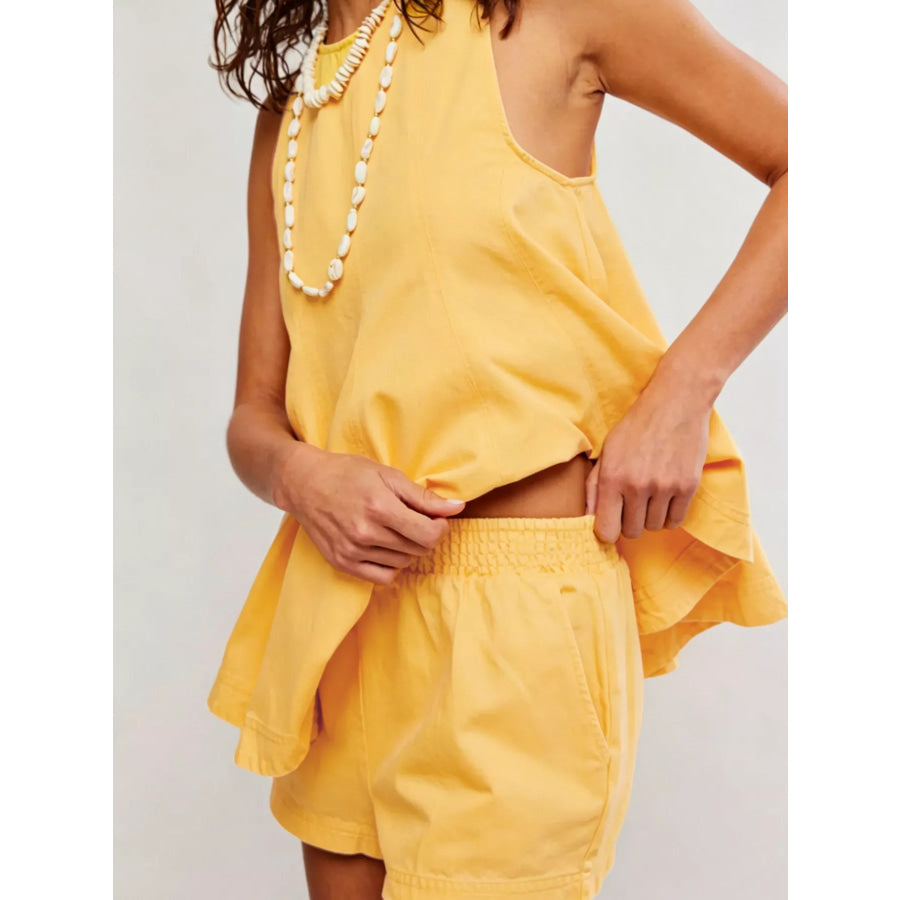 Sleeveless Top and Shorts Denim Set Apparel and Accessories