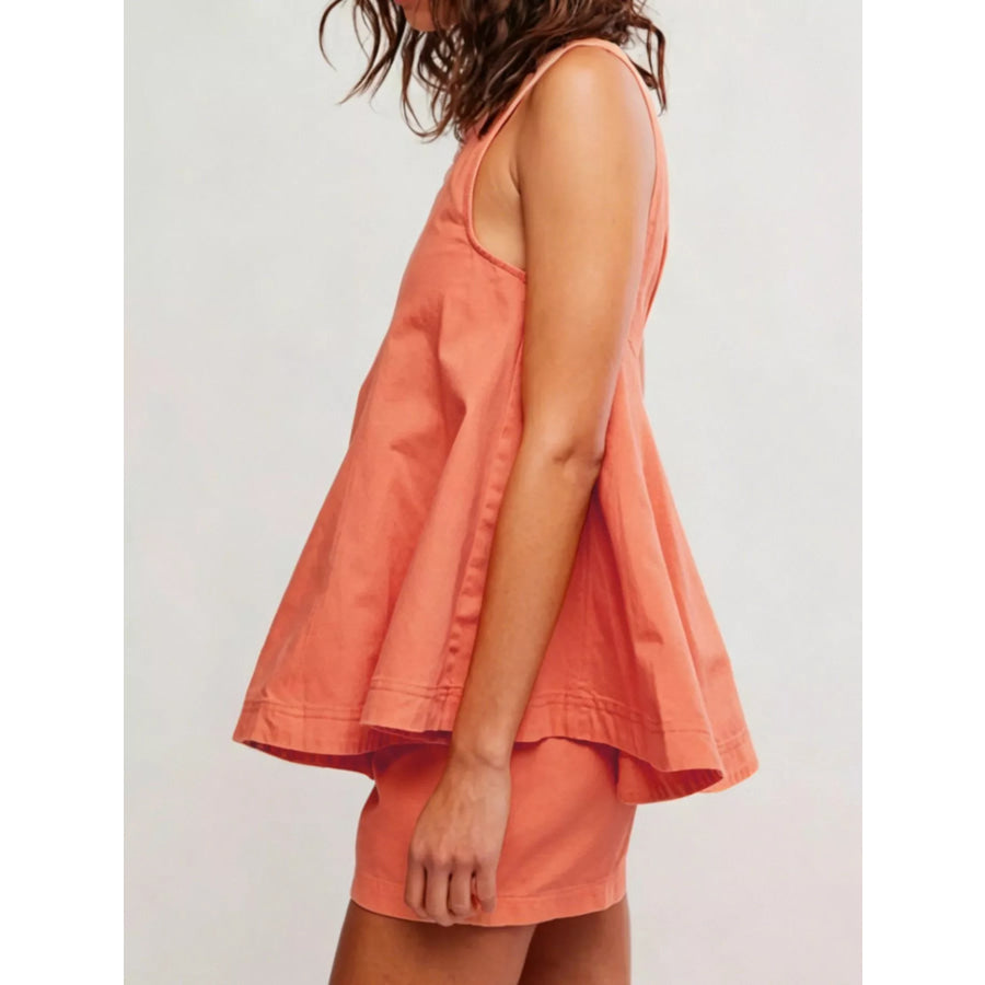 Sleeveless Top and Shorts Denim Set Apparel and Accessories