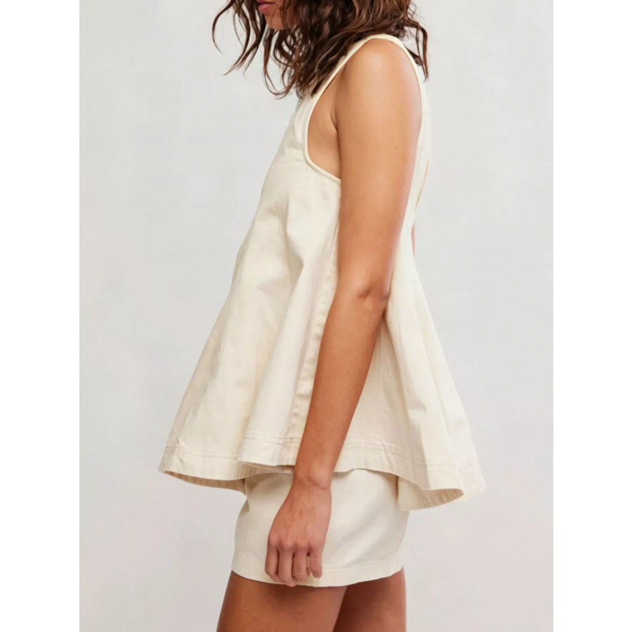 Sleeveless Top and Shorts Denim Set Apparel and Accessories
