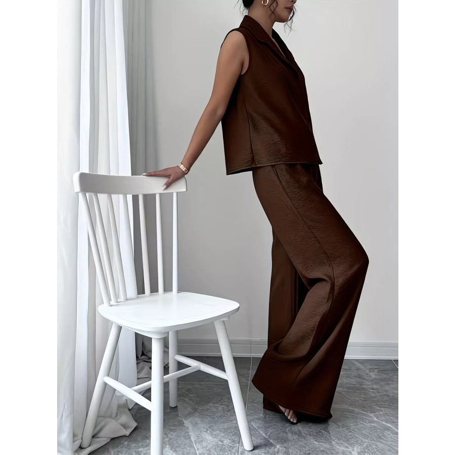 Sleeveless Top and Wide Leg Pants Set Apparel and Accessories