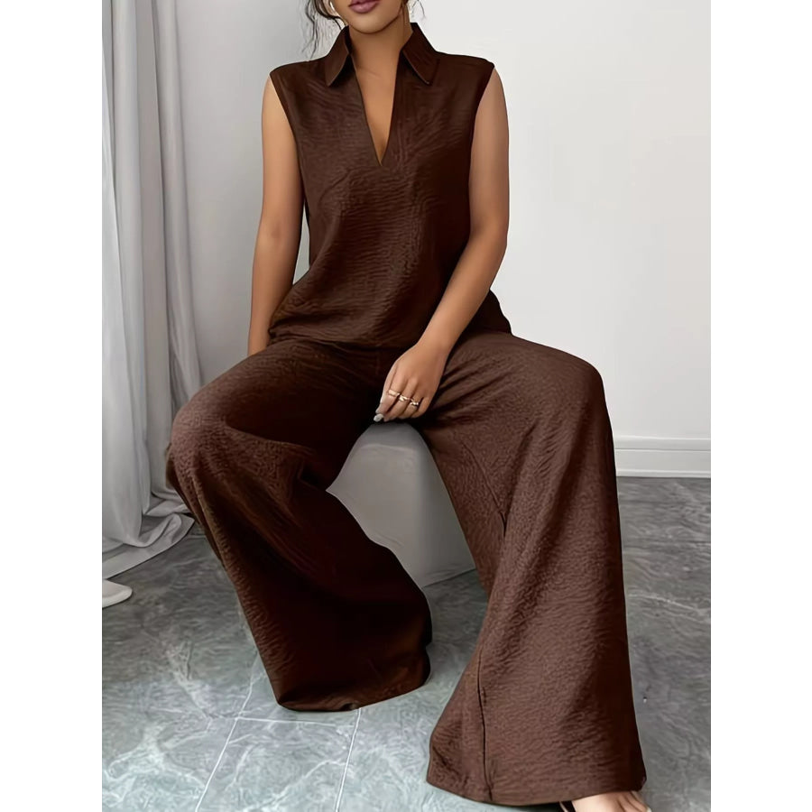 Sleeveless Top and Wide Leg Pants Set Apparel and Accessories