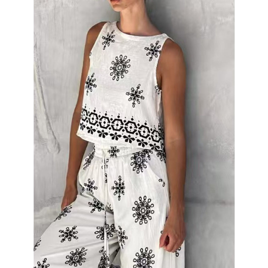 Sleeveless Top and Wide Leg Pants Set Apparel Accessories