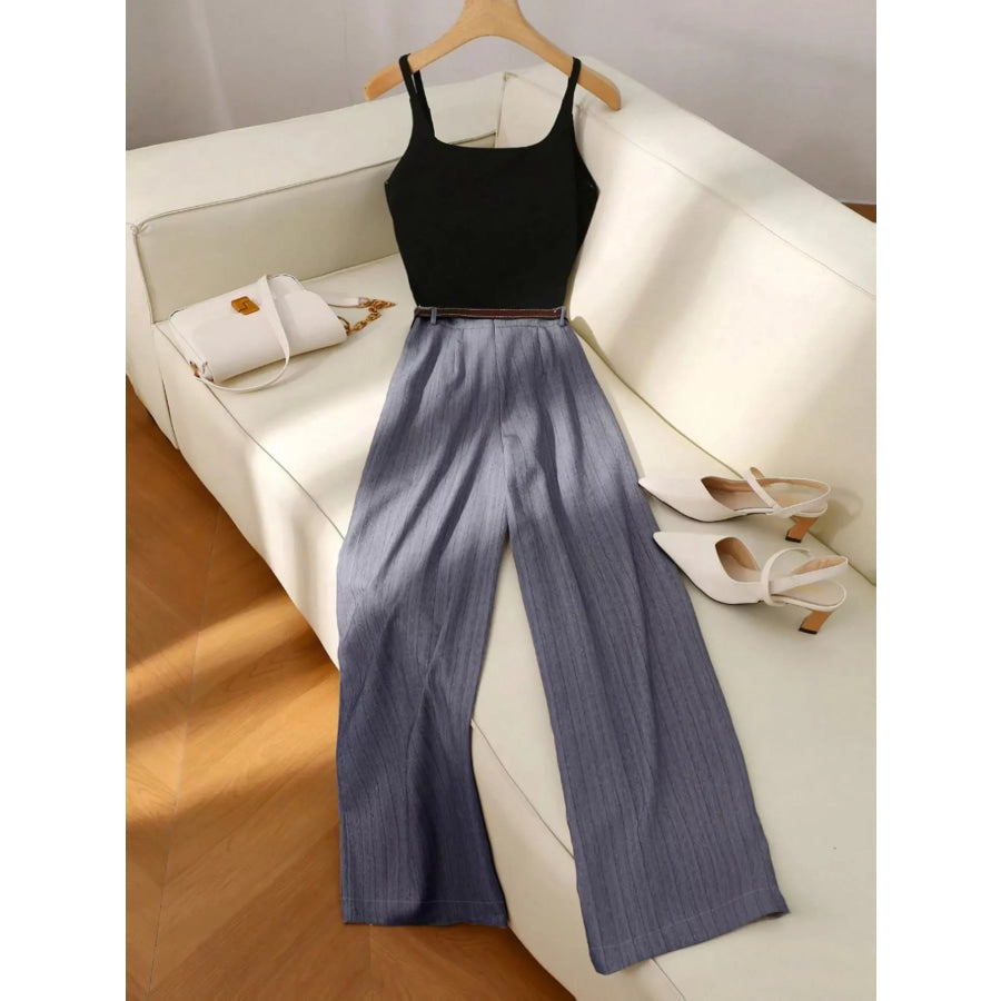 Sleeveless Top and Wide-Leg Pants Set Apparel and Accessories