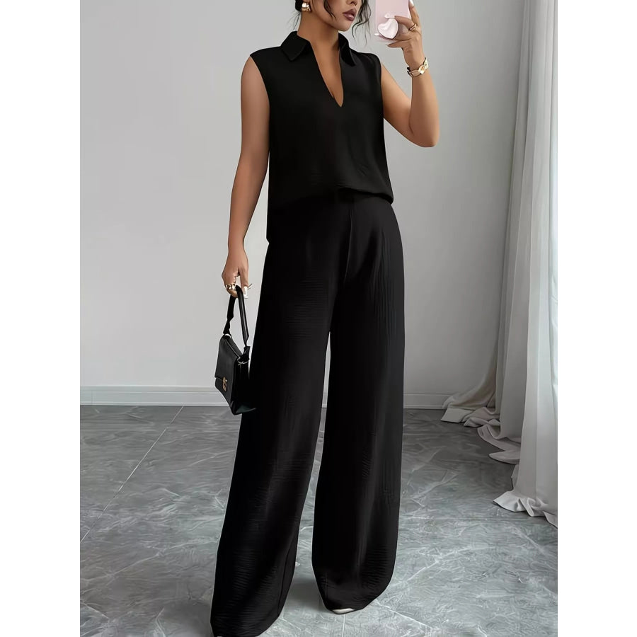 Sleeveless Top and Wide Leg Pants Set Apparel and Accessories