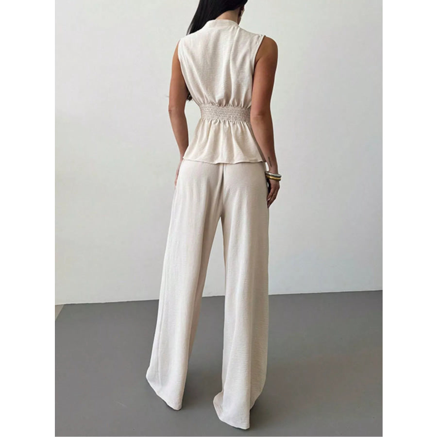 Sleeveless Top and Wide-Leg Pants Set Apparel and Accessories