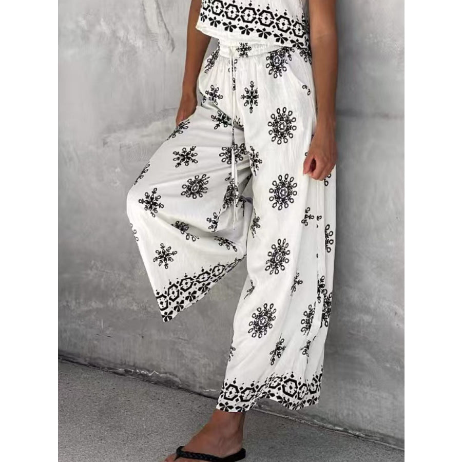 Sleeveless Top and Wide Leg Pants Set Apparel Accessories