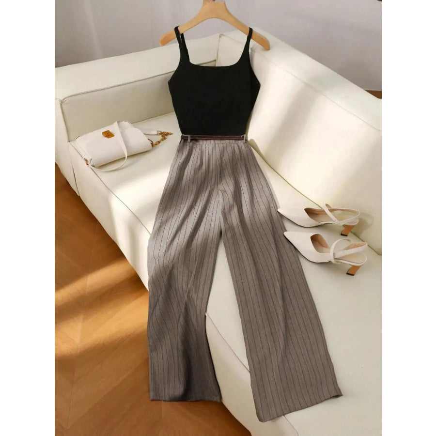 Sleeveless Top and Wide-Leg Pants Set Apparel and Accessories