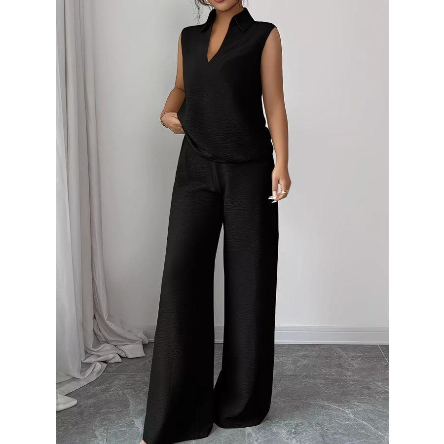 Sleeveless Top and Wide Leg Pants Set Apparel and Accessories