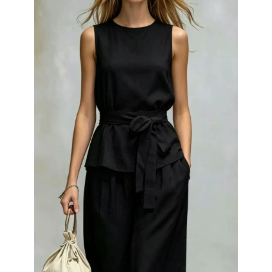 Sleeveless Top and Wide-Leg Pants Set Apparel and Accessories