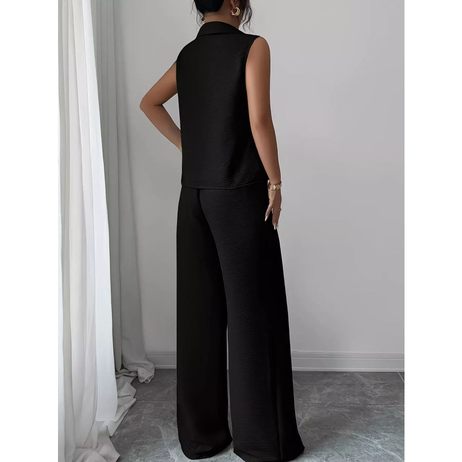 Sleeveless Top and Wide Leg Pants Set Apparel and Accessories