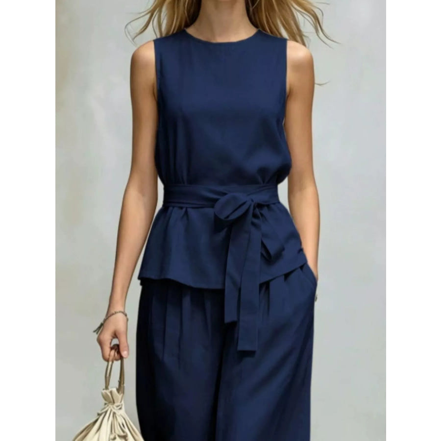 Sleeveless Top and Wide-Leg Pants Set Apparel and Accessories