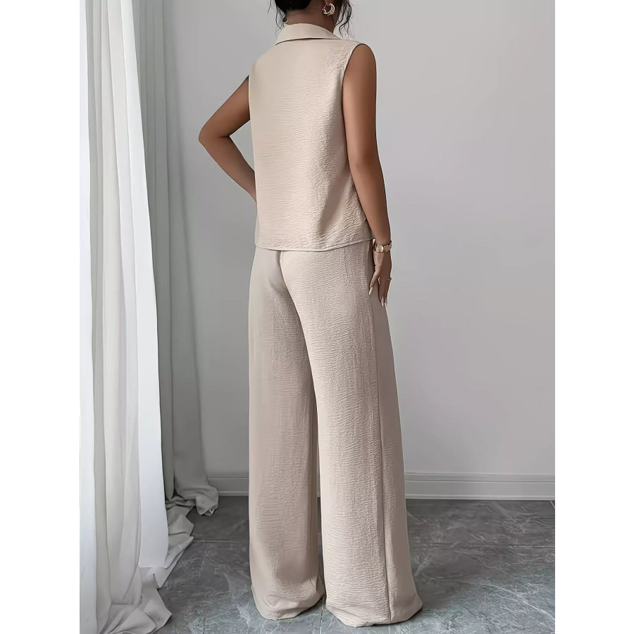 Sleeveless Top and Wide Leg Pants Set Apparel and Accessories