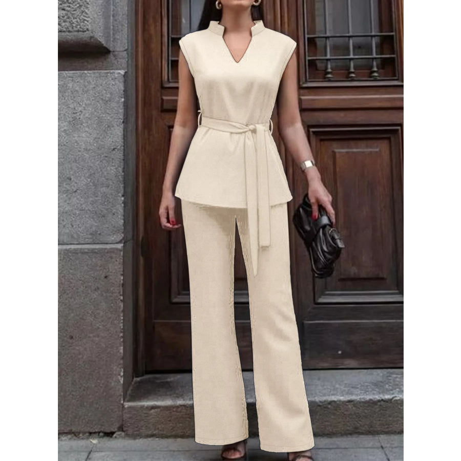 Sleeveless Top and Wide-Leg Pants Set Ivory / S Apparel and Accessories