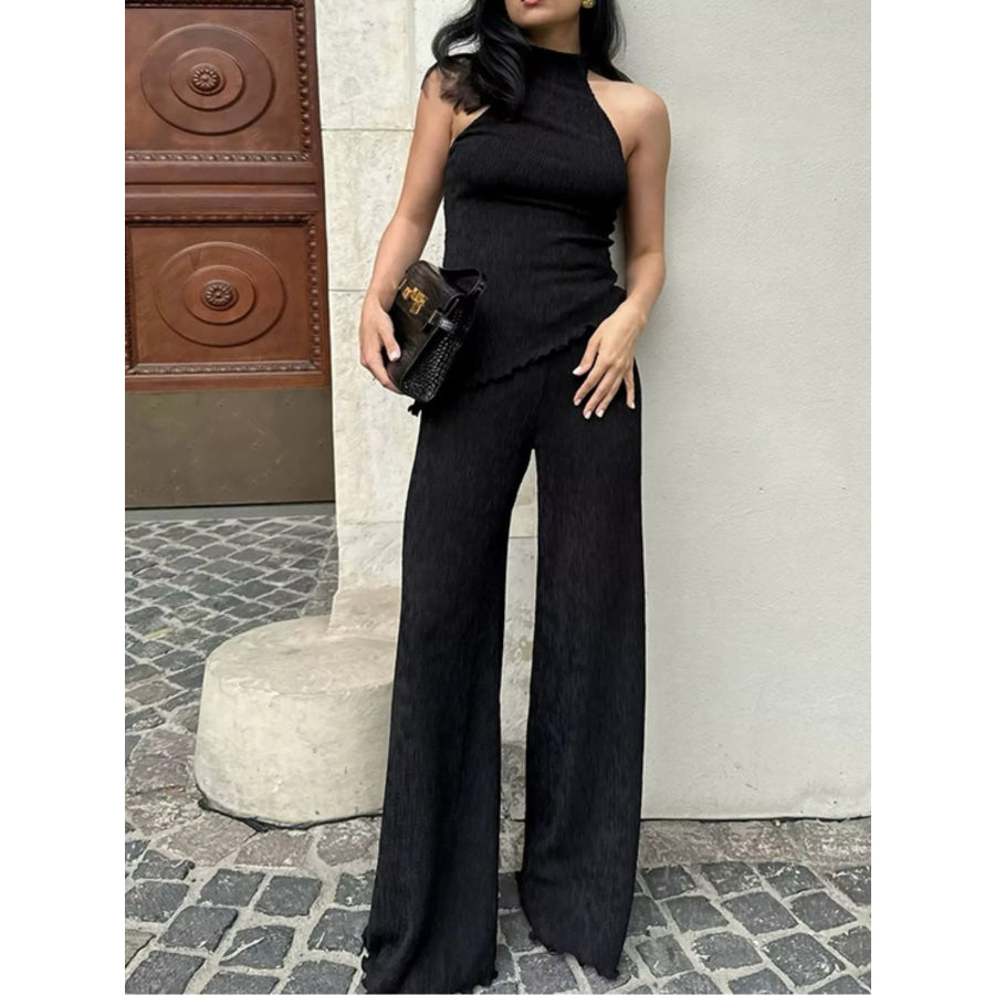 Sleeveless Top and Wide-Leg Pants Two-Piece Set Apparel and Accessories
