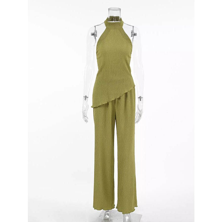 Sleeveless Top and Wide-Leg Pants Two-Piece Set Apparel and Accessories