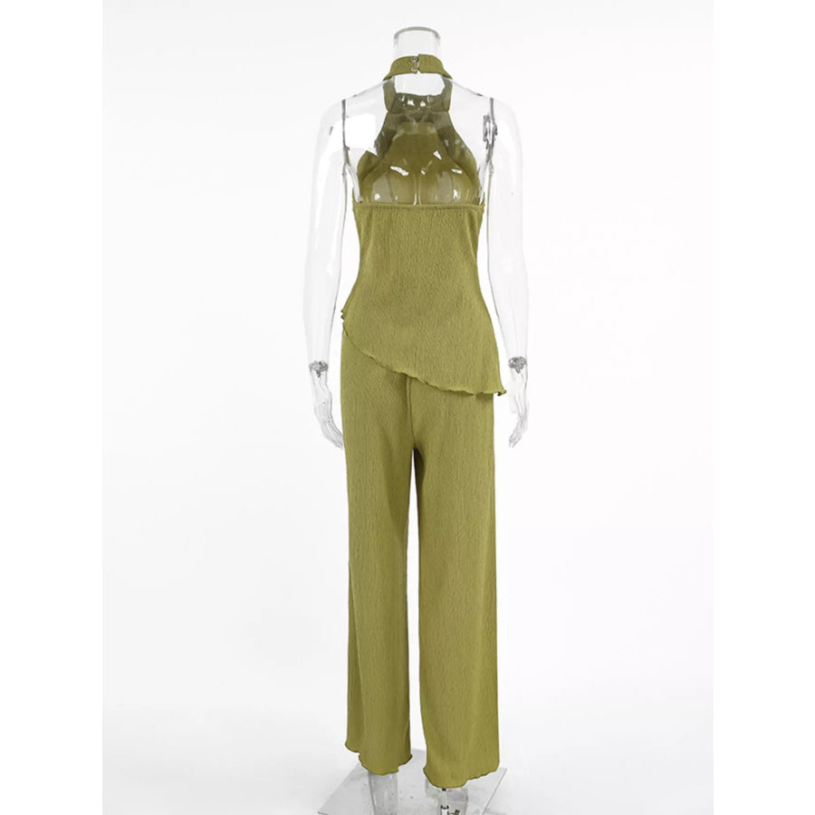 Sleeveless Top and Wide-Leg Pants Two-Piece Set Apparel and Accessories
