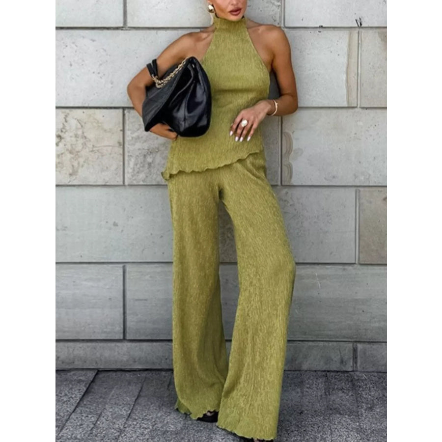 Sleeveless Top and Wide-Leg Pants Two-Piece Set Apparel and Accessories