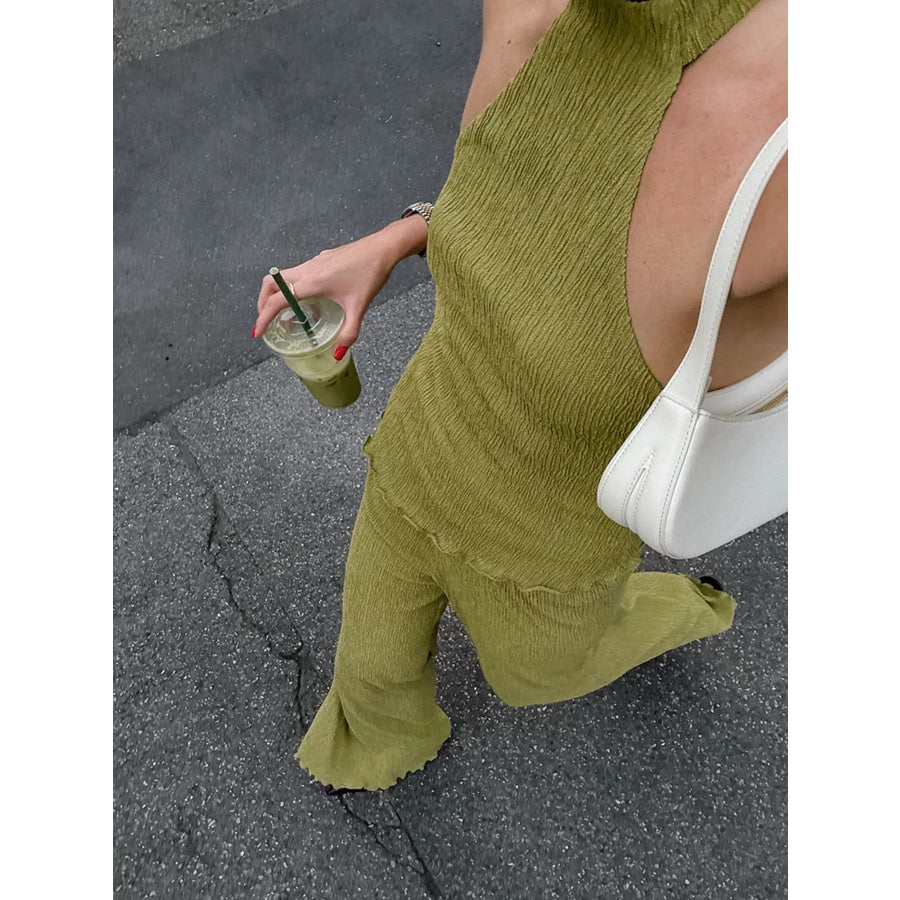 Sleeveless Top and Wide-Leg Pants Two-Piece Set Apparel and Accessories