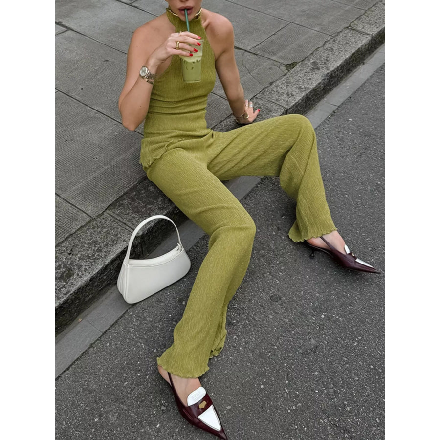 Sleeveless Top and Wide-Leg Pants Two-Piece Set Apparel and Accessories