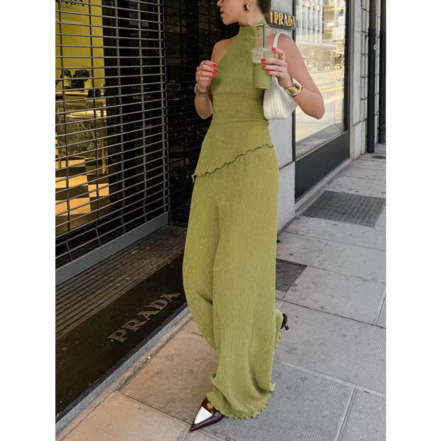 Sleeveless Top and Wide-Leg Pants Two-Piece Set Apparel and Accessories