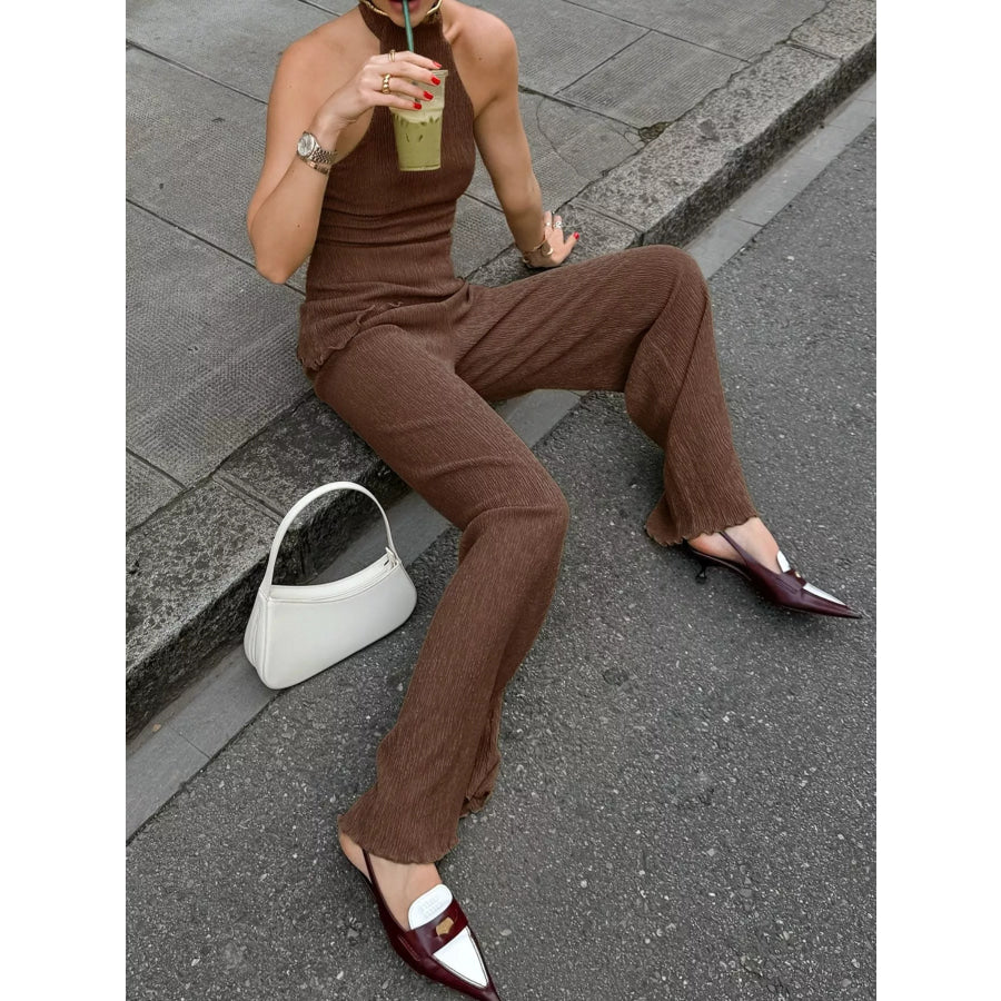 Sleeveless Top and Wide-Leg Pants Two-Piece Set Apparel and Accessories