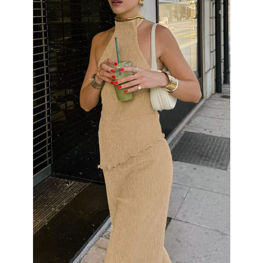 Sleeveless Top and Wide-Leg Pants Two-Piece Set Apparel and Accessories