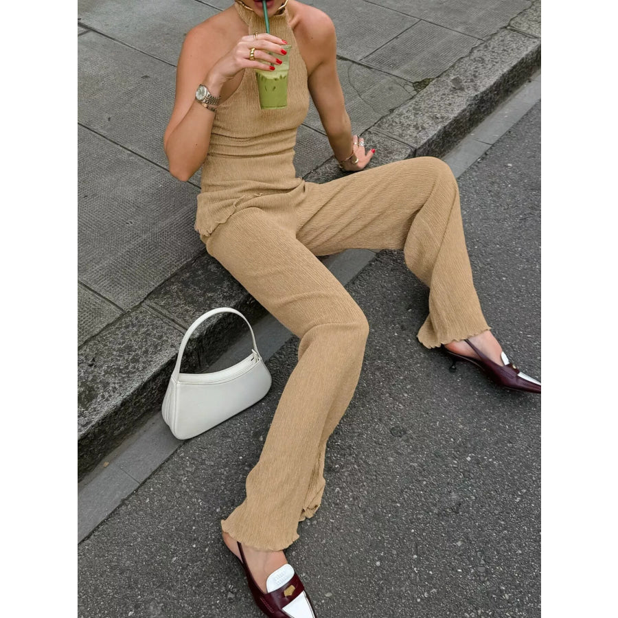 Sleeveless Top and Wide-Leg Pants Two-Piece Set Apparel and Accessories
