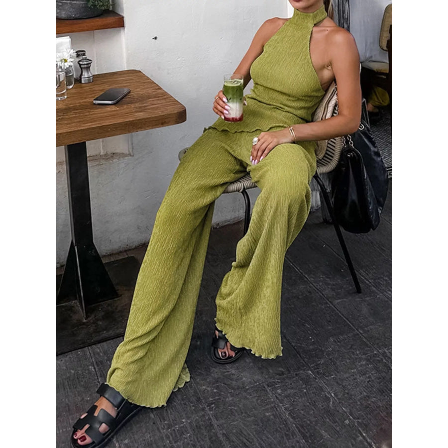 Sleeveless Top and Wide-Leg Pants Two-Piece Set Apparel and Accessories