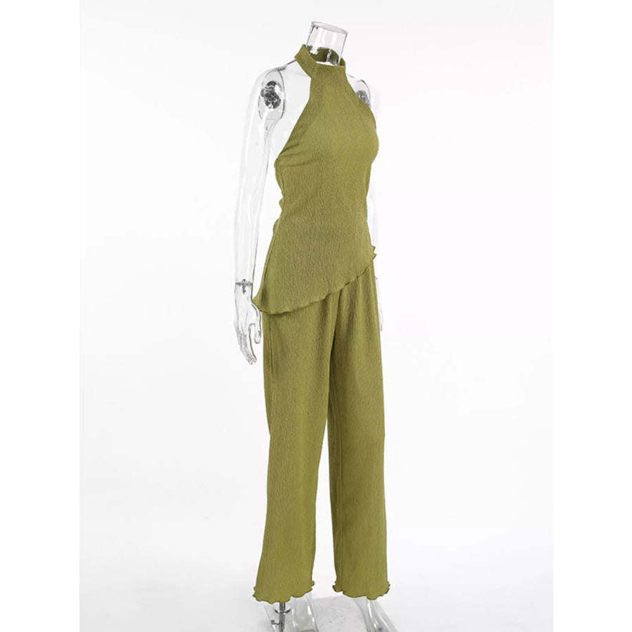 Sleeveless Top and Wide-Leg Pants Two-Piece Set Apparel and Accessories