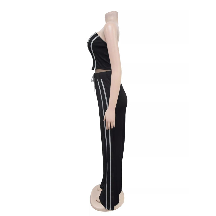 Sleeveless Tube Top and Wide Leg Pants Set Apparel and Accessories