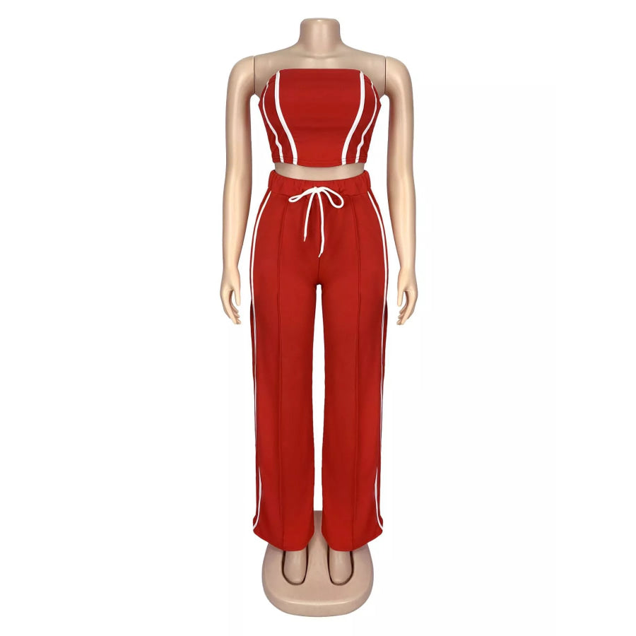 Sleeveless Tube Top and Wide Leg Pants Set Apparel and Accessories