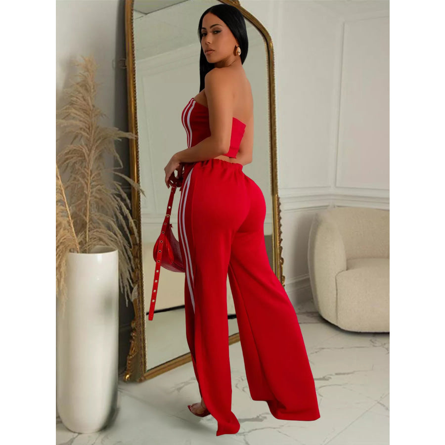 Sleeveless Tube Top and Wide Leg Pants Set Apparel and Accessories