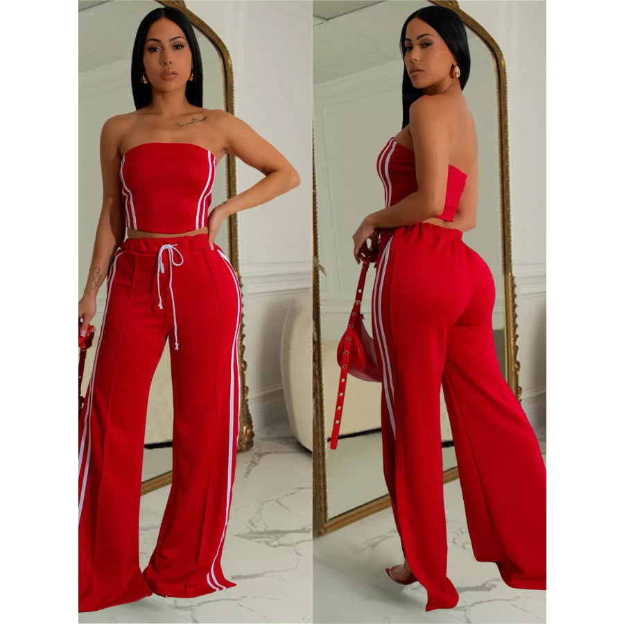 Sleeveless Tube Top and Wide Leg Pants Set Apparel and Accessories