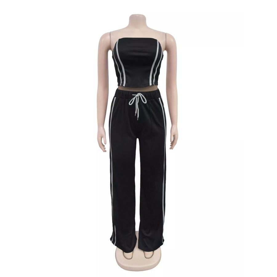 Sleeveless Tube Top and Wide Leg Pants Set Apparel and Accessories