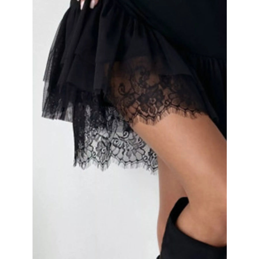 Sleeveless Tulle Hem Mini Dress Apparel and Accessories