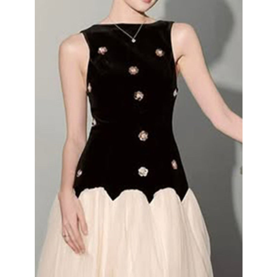 Sleeveless Tulle Maxi Dress Apparel and Accessories
