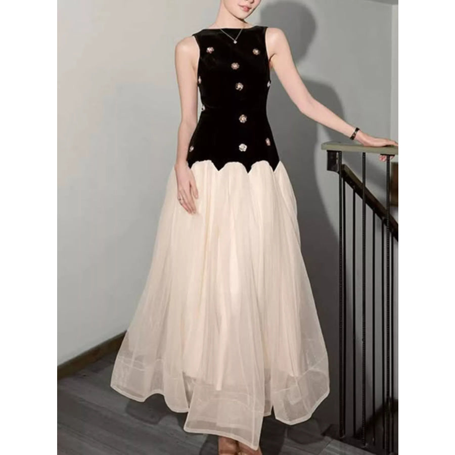 Sleeveless Tulle Maxi Dress Black / S Apparel and Accessories