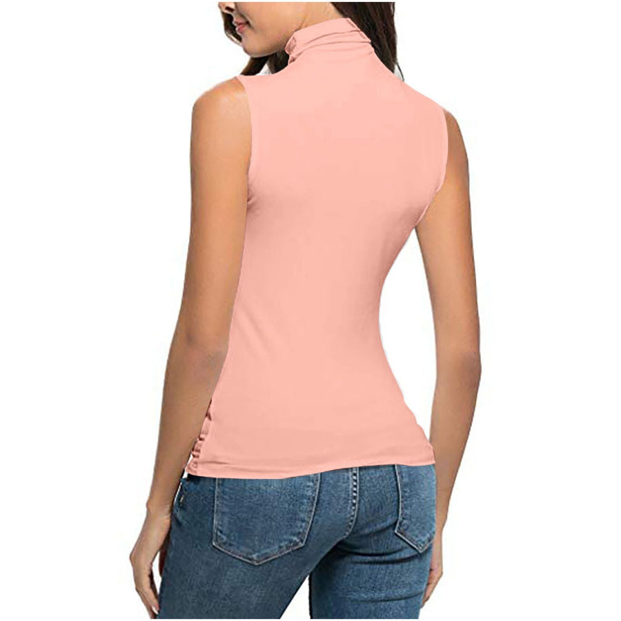 Sleeveless Turtleneck Slim Fit T-Shirt Apparel and Accessories