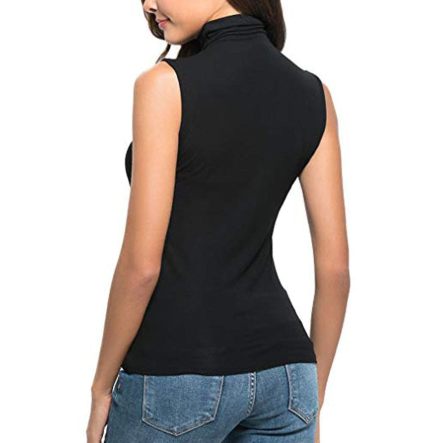 Sleeveless Turtleneck Slim Fit T-Shirt Apparel and Accessories